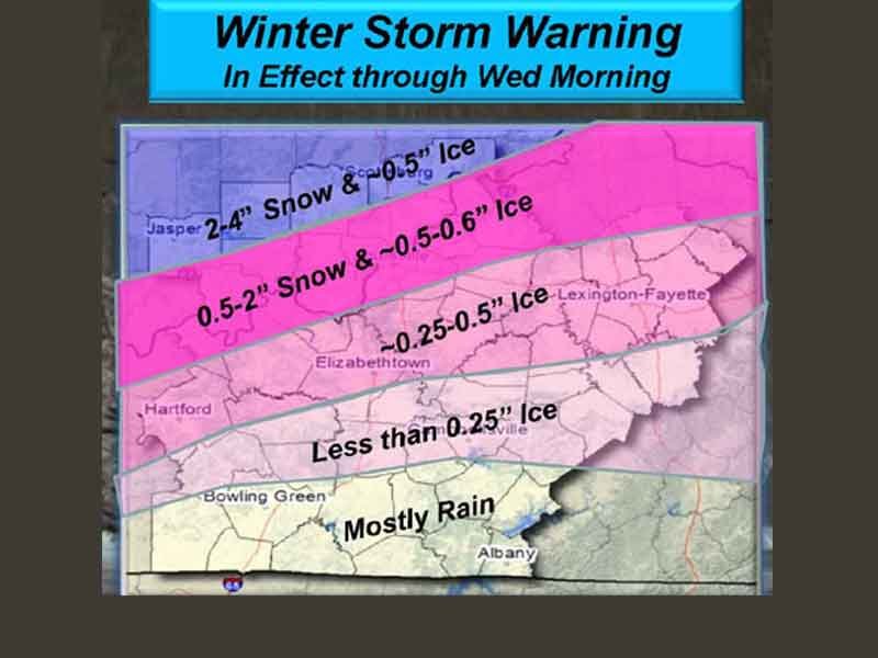 Icy glaze downing trees, tree limbs Tuesday night across Nelson County