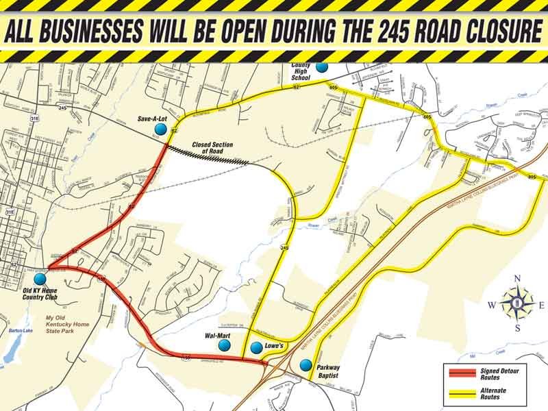 Railroad crossing work will close part of KY 245 from Sunday thru Thursday