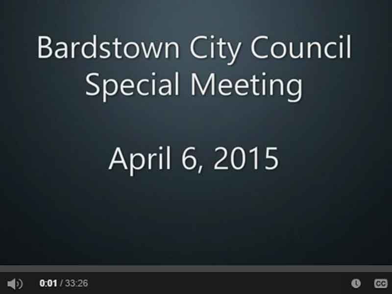 Video: Bardstown City Council special meeting, Monday, April 6, 2015