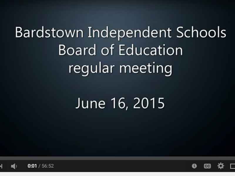 Video: Bardstown Board of Education, June 16, 2015