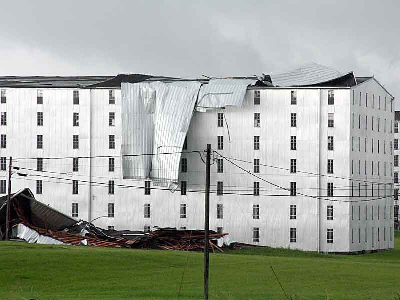Thunderstorm ‘microburst’ strips roofs from Heaven Hill warehouses