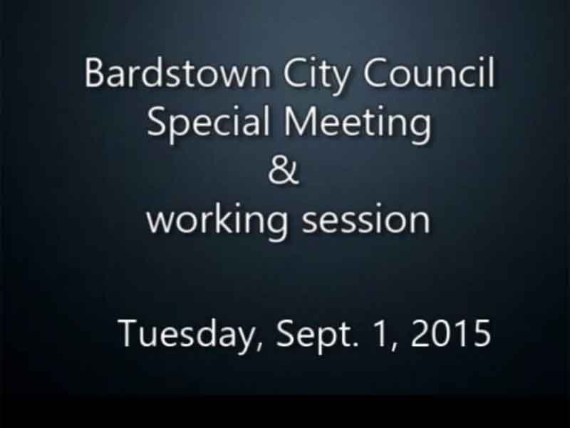 Video: Bardstown City Council special meeting & work sesson, Sept 1, 2015
