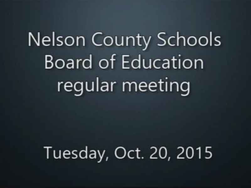 Video: Nelson County Board of Education meeting, Oct. 20, 2015