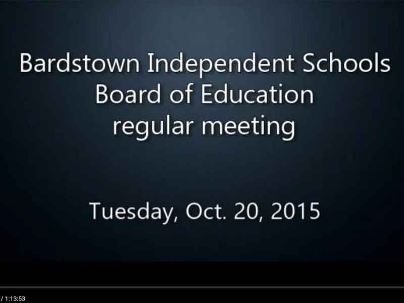 Video: Bardstown Independent Schools Board of Education, Oct. 20, 2015