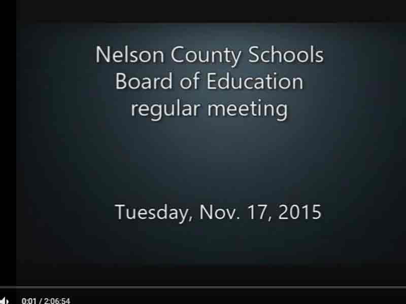 Video: Nelson County Schools Board of Education meeting Nov. 17, 2015