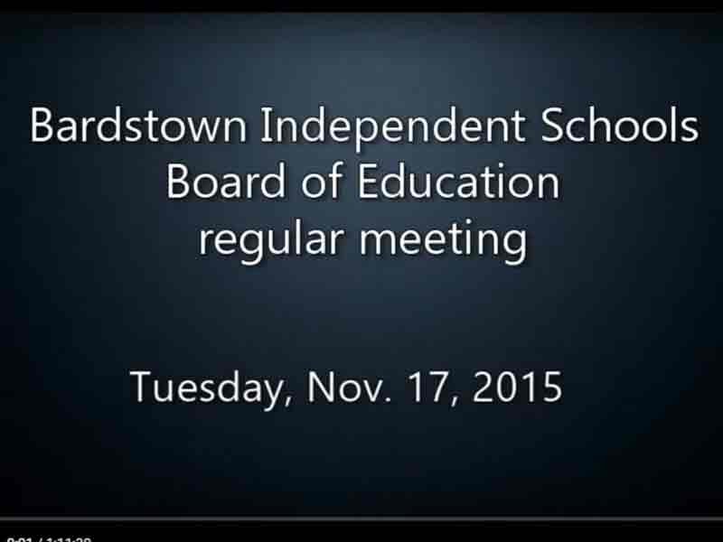Video: Bardstown Independent Schools, Nov. 17, 2015 regular meeting