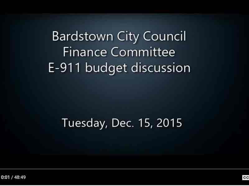 Bardstown City Council finance committee E-911 discussion, Dec. 15, 2015