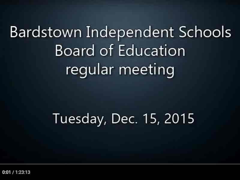 Bardstown Board of Education, regular meeting, Tuesday, Dec. 15, 2015